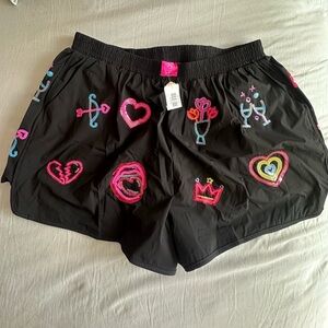 QOS Black and Neon Love Icon Women's Shorts